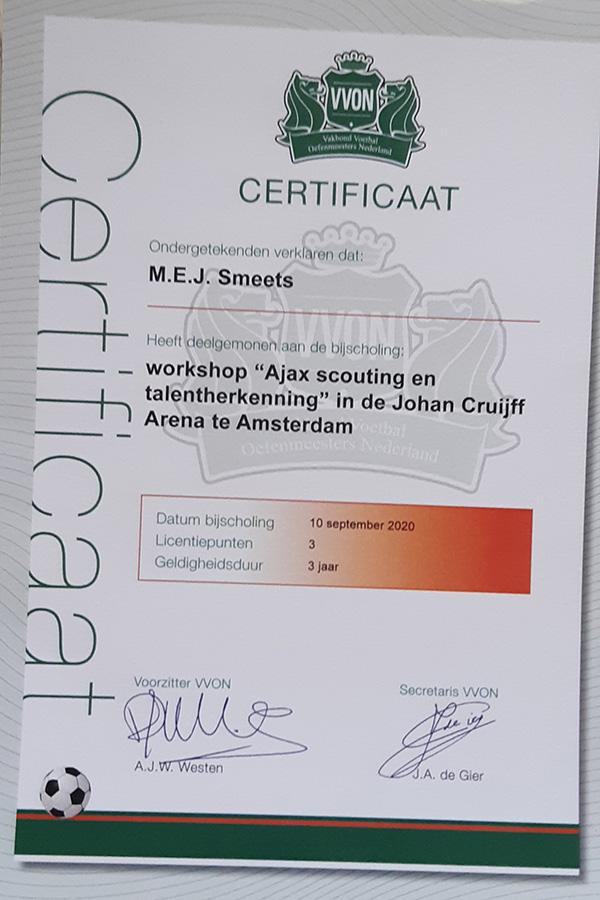 Certificaat VVON